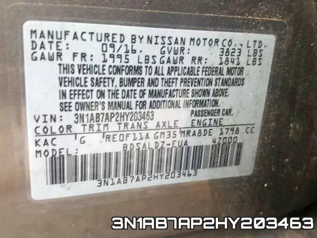 3N1AB7AP2HY203463 фото 2