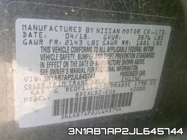3N1AB7AP2JL645744 фото 2
