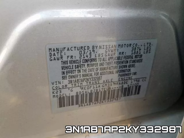 3N1AB7AP2KY332987 фото 2
