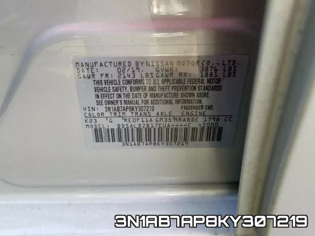 3N1AB7AP8KY307219 фото 2