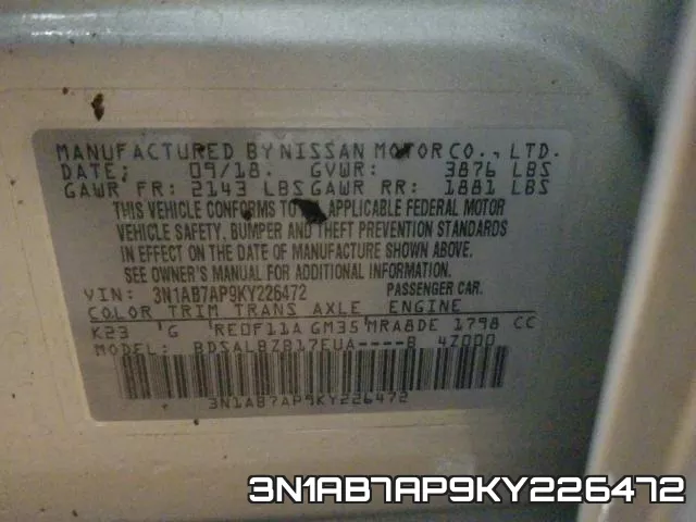 3N1AB7AP9KY226472 фото 2