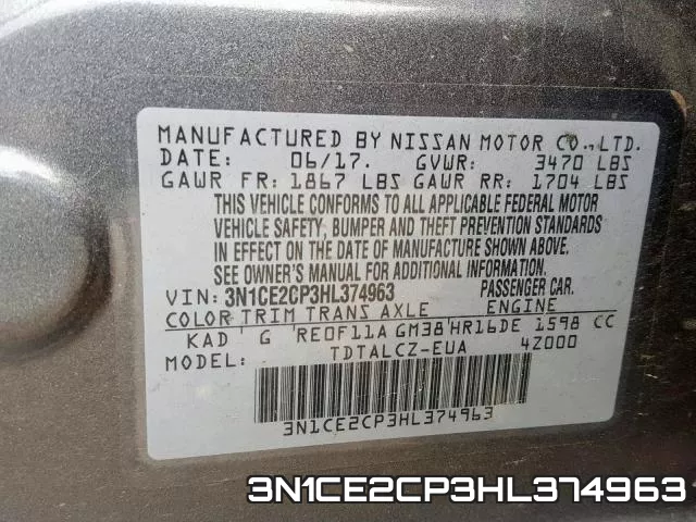 3N1CE2CP3HL374963 фото 2
