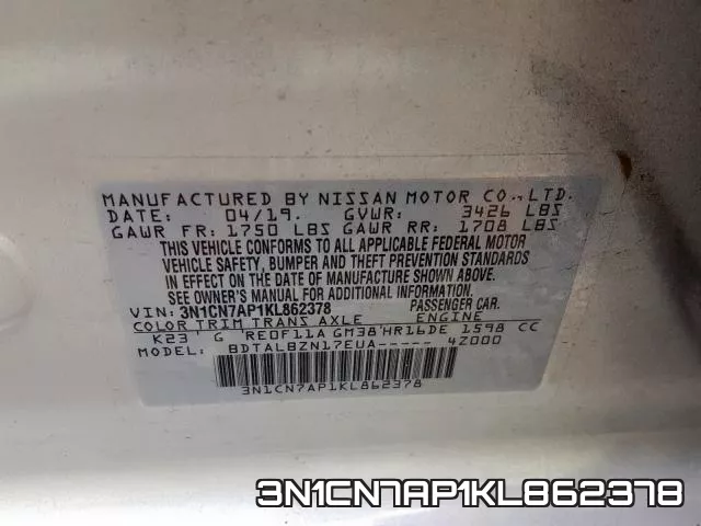 3N1CN7AP1KL862378 фото 2