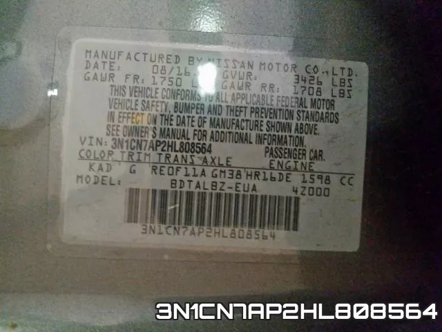 3N1CN7AP2HL808564 фото 2