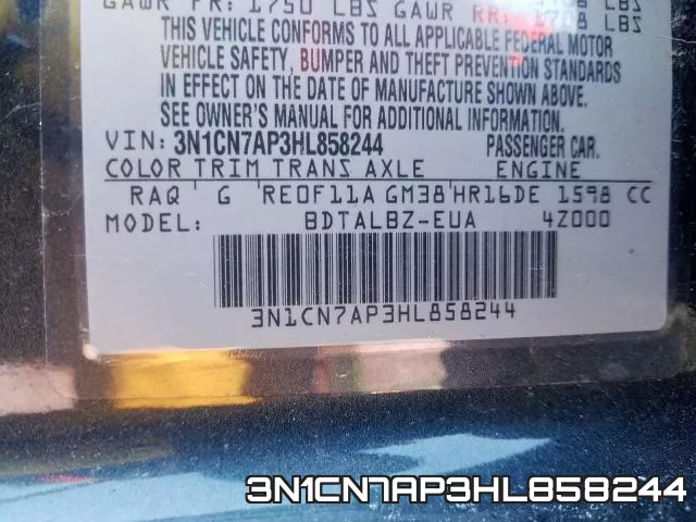 3N1CN7AP3HL858244 фото 2