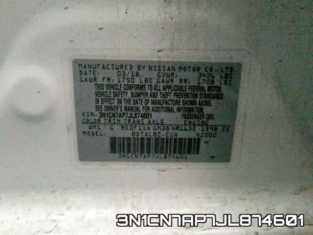 3N1CN7AP7JL874601 фото 2
