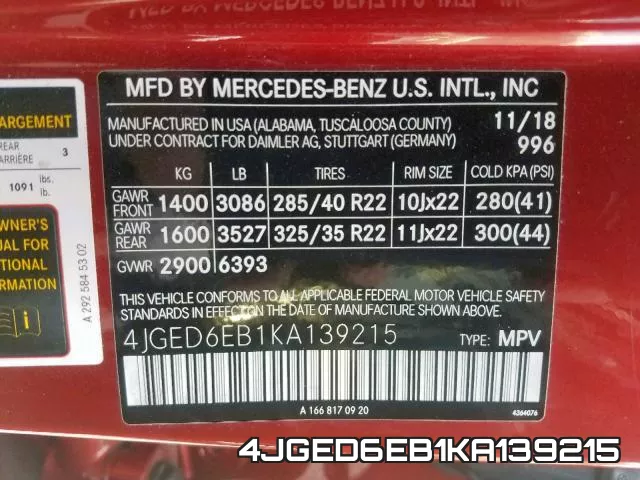4JGED6EB1KA139215 фото 2