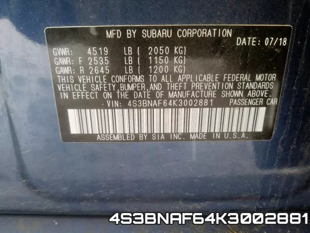 4S3BNAF64K3002881 фото 2