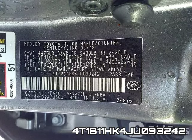 4T1B11HK4JU093242 фото 10