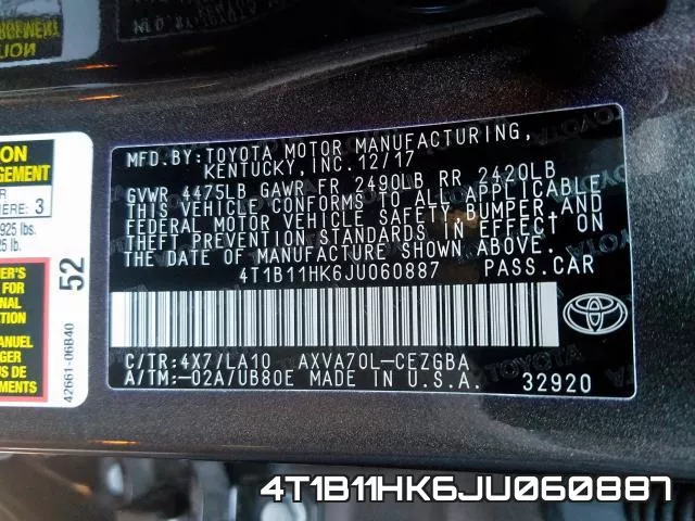 4T1B11HK6JU060887 фото 2