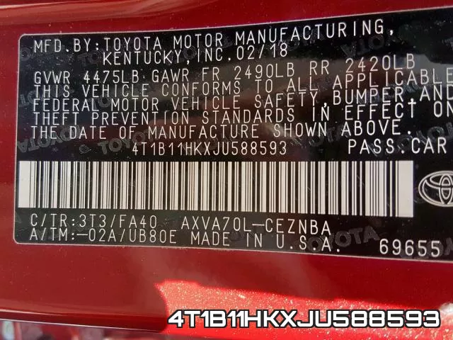 4T1B11HKXJU588593 фото 2