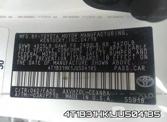4T1B31HK1JU504185 фото 10