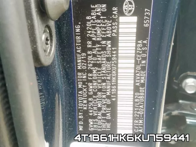 4T1B61HK6KU759441 фото 2