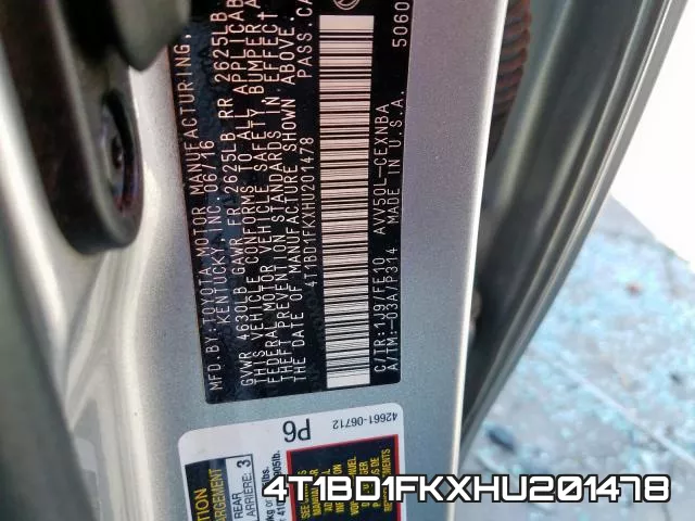 4T1BD1FKXHU201478 фото 2