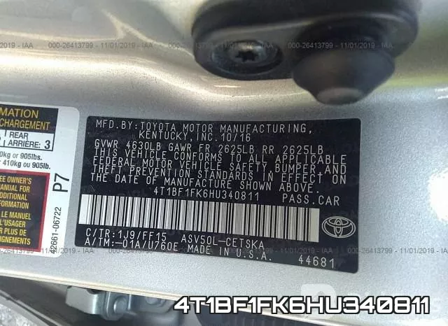 4T1BF1FK6HU340811 фото 10