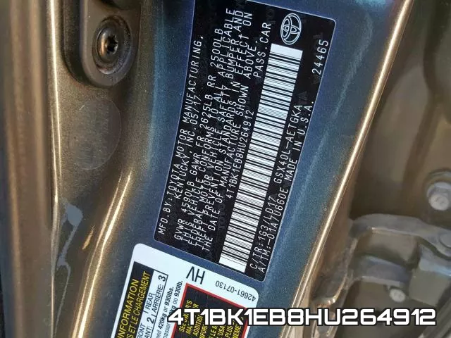 4T1BK1EB8HU264912 фото 2