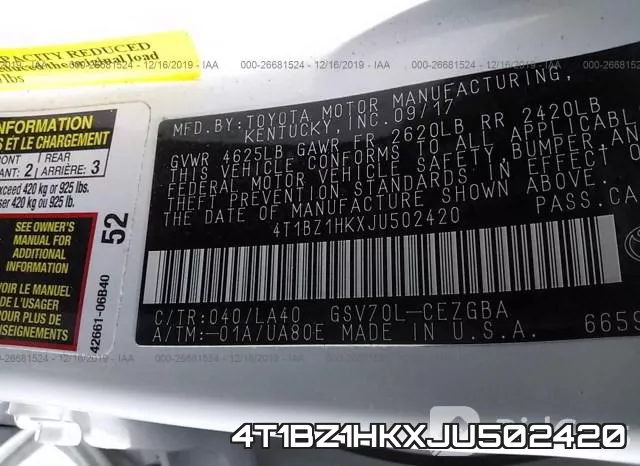 4T1BZ1HKXJU502420 фото 10