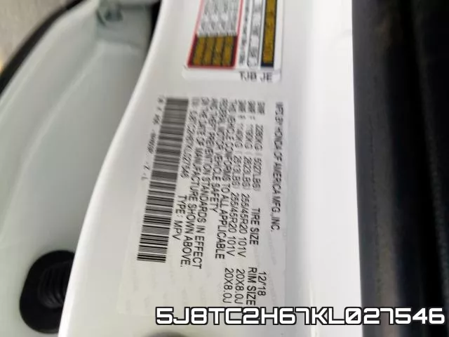 5J8TC2H67KL027546 фото 2