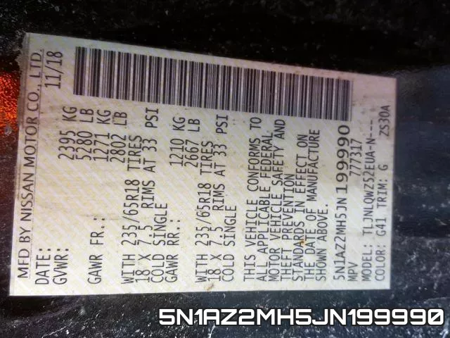 5N1AZ2MH5JN199990 фото 2