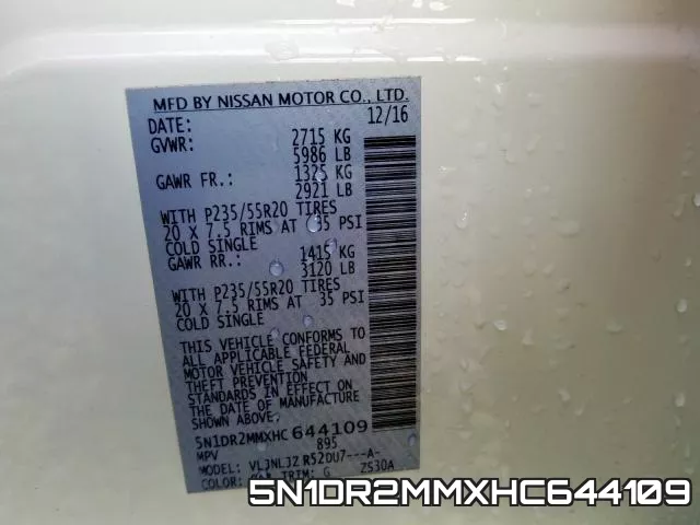 5N1DR2MMXHC644109 фото 2