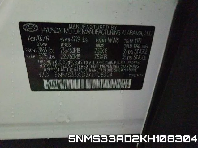 5NMS33AD2KH108304 фото 2
