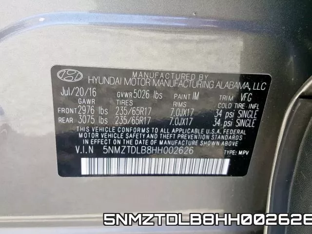 5NMZTDLB8HH002626 фото 2