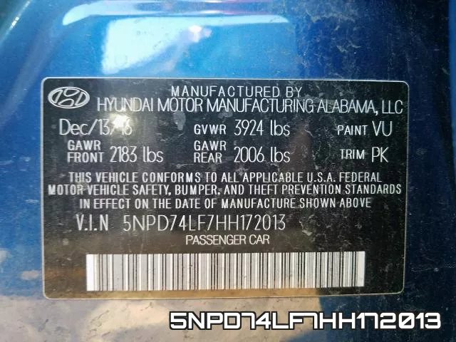 5NPD74LF7HH172013 фото 2
