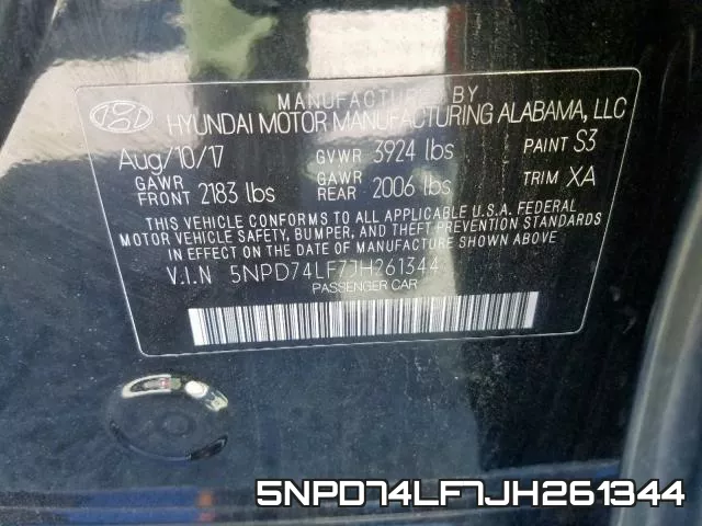 5NPD74LF7JH261344 фото 2