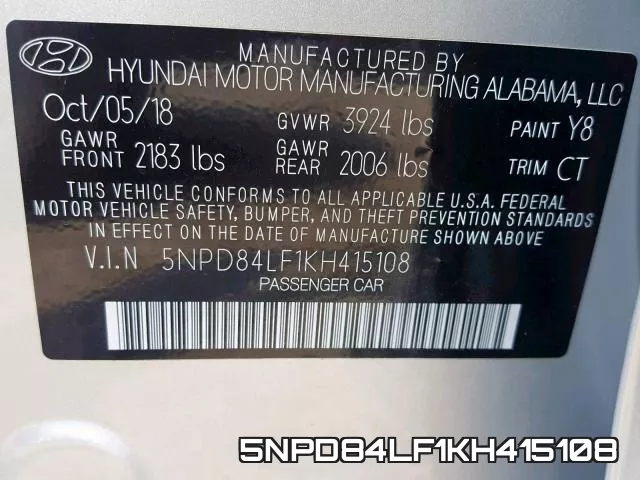 5NPD84LF1KH415108 фото 2
