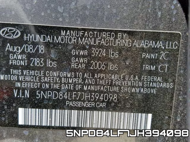 5NPD84LF7JH394098 фото 2