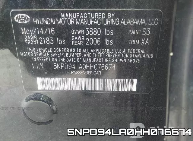 5NPD94LA0HH076674 фото 10