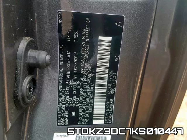 5TDKZ3DC7KS010447 фото 2