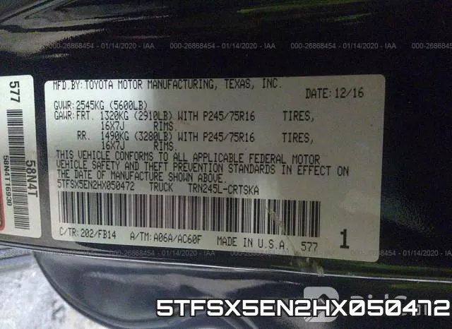 5TFSX5EN2HX050472 фото 10