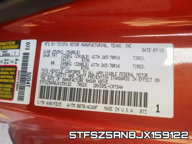 5TFSZ5AN8JX159122 фото 2
