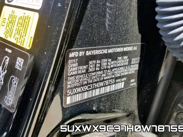 5UXWX9C37H0W78755 фото 2