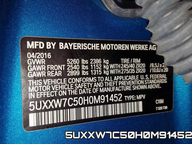 5UXXW7C50H0M91452 фото 2