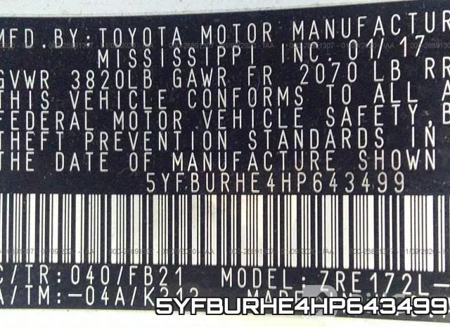 5YFBURHE4HP643499 фото 10