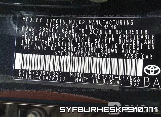 5YFBURHE5KP910771 фото 10