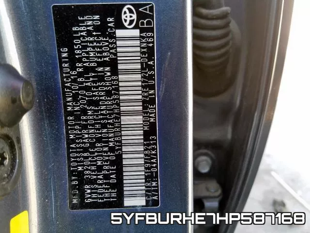 5YFBURHE7HP587168 фото 2