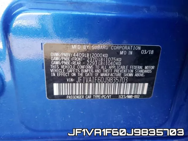 JF1VA1F60J9835703 фото 2