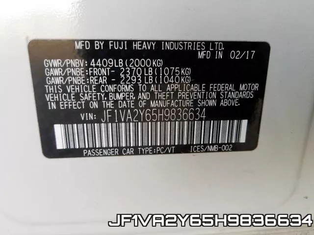 JF1VA2Y65H9836634 фото 2