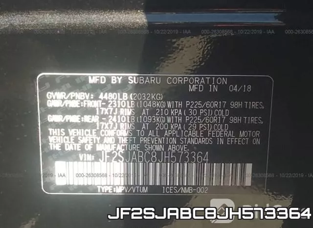 JF2SJABC8JH573364 фото 10