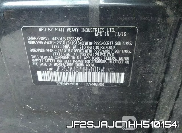 JF2SJAJC7HH510154 фото 10