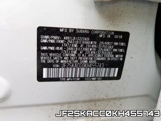 JF2SKACC0KH455743 фото 2