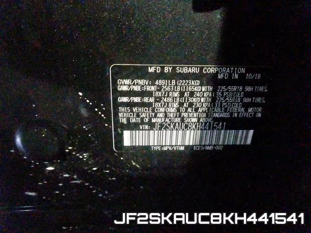 JF2SKAUC8KH441541 фото 2