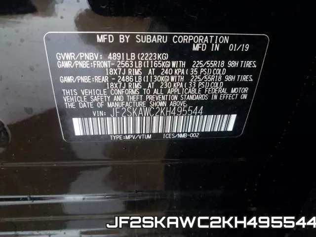 JF2SKAWC2KH495544 фото 2
