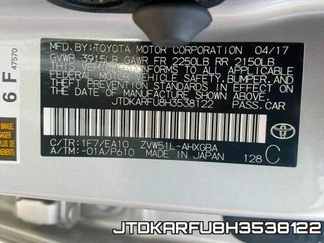 JTDKARFU8H3538122 фото 2