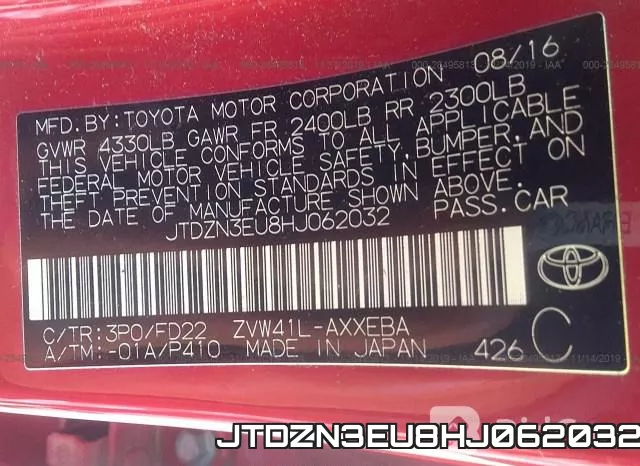 JTDZN3EU8HJ062032 фото 10