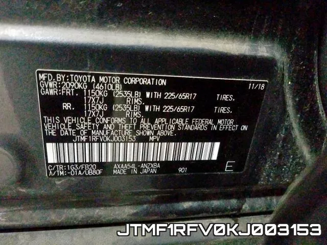 JTMF1RFV0KJ003153 фото 2