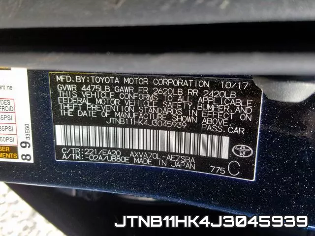 JTNB11HK4J3045939 фото 2